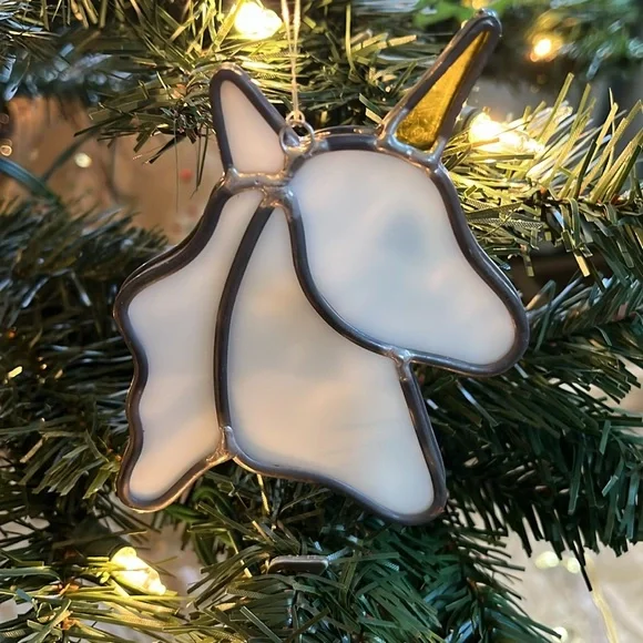 Vintage Unicorn Ornament Stained Glass Handmade Christmas Tree Holiday Decor - Picture 5 of 5